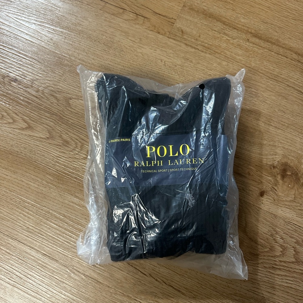 Polo Ralph Lauren Mens Black Crew Socks 6 Pack Size 10-13 Cotton Blend NWT